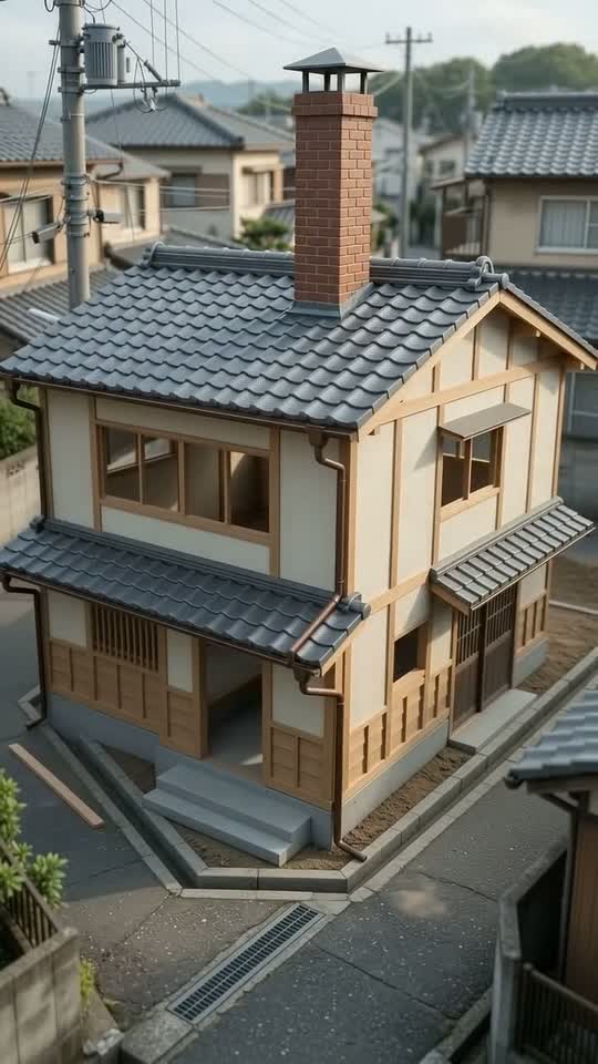 壁と瓦屋根が付いた銭湯の外観